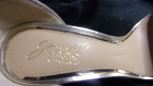 Jewel Badgley Mischka Women's Size 7 GOLD Ankle Strap open toe heels shoes - Picture 10 of 13