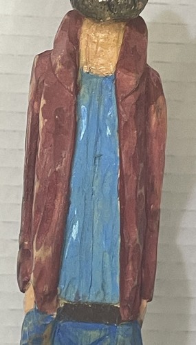 Handcarved Wooden Figurine Rugged Cowboy Western Colorful 12.5” Signed - Picture 7 of 10