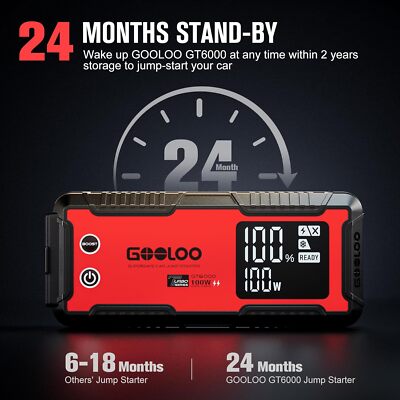 26800 mAh 6000 A Autoaccu-starthulp (Tot ALL Benzine/10 L Diesel), 12V