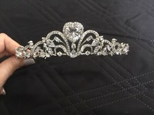 Tiara Crown Rhinestone Gems Sparkling Silver Princess Queen Luxury New In Box