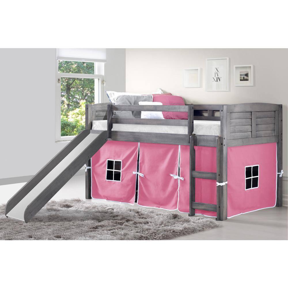 Donco Kids Kids Furniture 43" H x 91" W x 78" D Grey Twin Louver Low Loft Bed