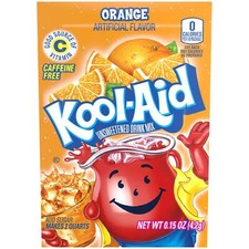 Kool-Aid Orange Unsweetened Soft Drink Mix, 0.15-Ounce Packets Pack of 96