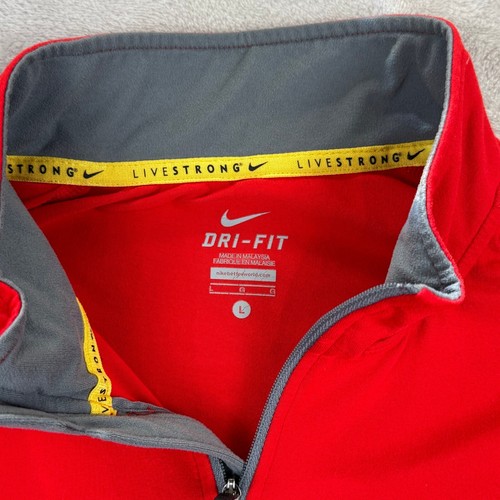 Pullover Nike Dri Fit Para Hombre Grande Livestrong 1/4 Cremallera Manga Larga Rojo Correr - Imagen 3 de 8