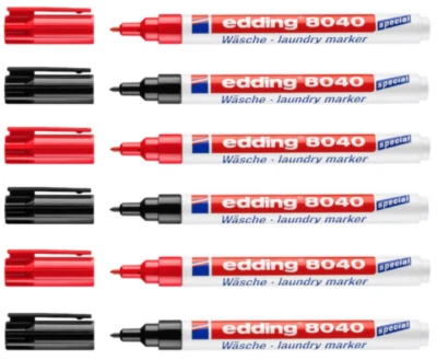 Edding Textil Wäschemarker 8040 - In Schwarz oder Rot 1.0mm kochfest bis 95°C