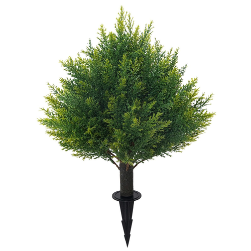 Artificial Cedar Topiary Ball Tree with Ground Spike, 16'' Fake Cedar Plant U...