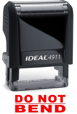 DO NOT BEND text on an IDEAL 4911 Self-inking Rubber Stamp with RED INK