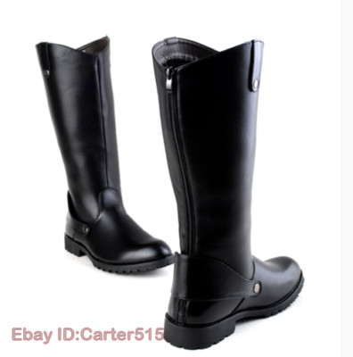 Men Boots Shoes Pu Leathe Horse Riding Zipper Ridding Boots Knee High Size 39-44