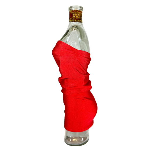 Landy Desir Cognac Empty Bottle - Woman/Female Shaped Bottle With Red Dress 11" - Picture 8 of 12