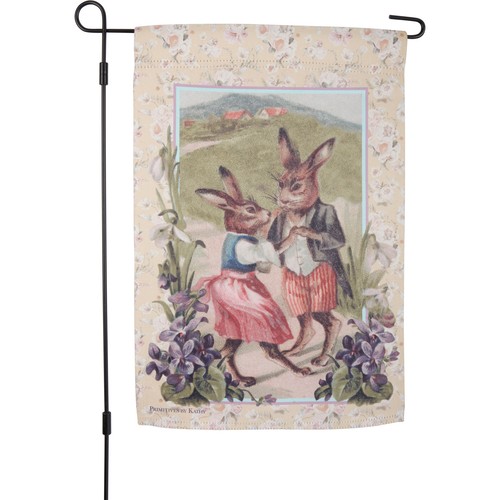Bandera de jardín de conejitos bailando nostálgicos - Imagen 2 de 3