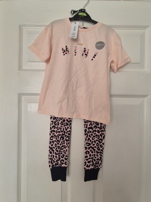 ASDA Pink/black Pj Set Nightwear Size 4-5 brand new with tags