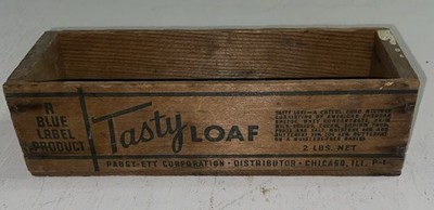 Pabst-ett Tasty Loaf Blue Label Cheese Primitive Wood Box 3'' x 9  Chicago IL