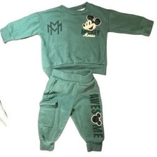 Disney Mickey Mouse 2pc Boys Sweat Pants  Pullover Set Sea Green Size 12M