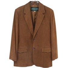 VTG Suede Cowboy Western Blazer Brown Lambskin Leather Sport Coat Rugged Rancher