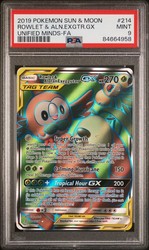 Rowlet & Alolan Exeggutor GX (Full Art) 214/236 Unified Minds