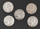 Five Washington Silver Quarters Lot / 1950s / Lot 2532-51