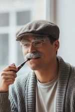 Old Man Grey Moustache Eyebrows Costume Fancy Dress  False Hair Stick on Set