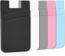 5 Pack Stick On Phone Wallet Card Holder for Back