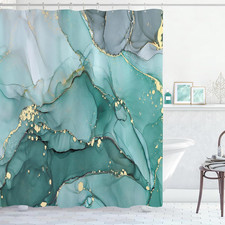 Marble Shower Curtain, Teal Modern Abstract 72"W X 72"L Pack of 1 Turquoise