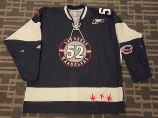 Las Vegas Wranglers ECHL Game Worn Used Jersey #52 Justin Bernhardt SZ 56