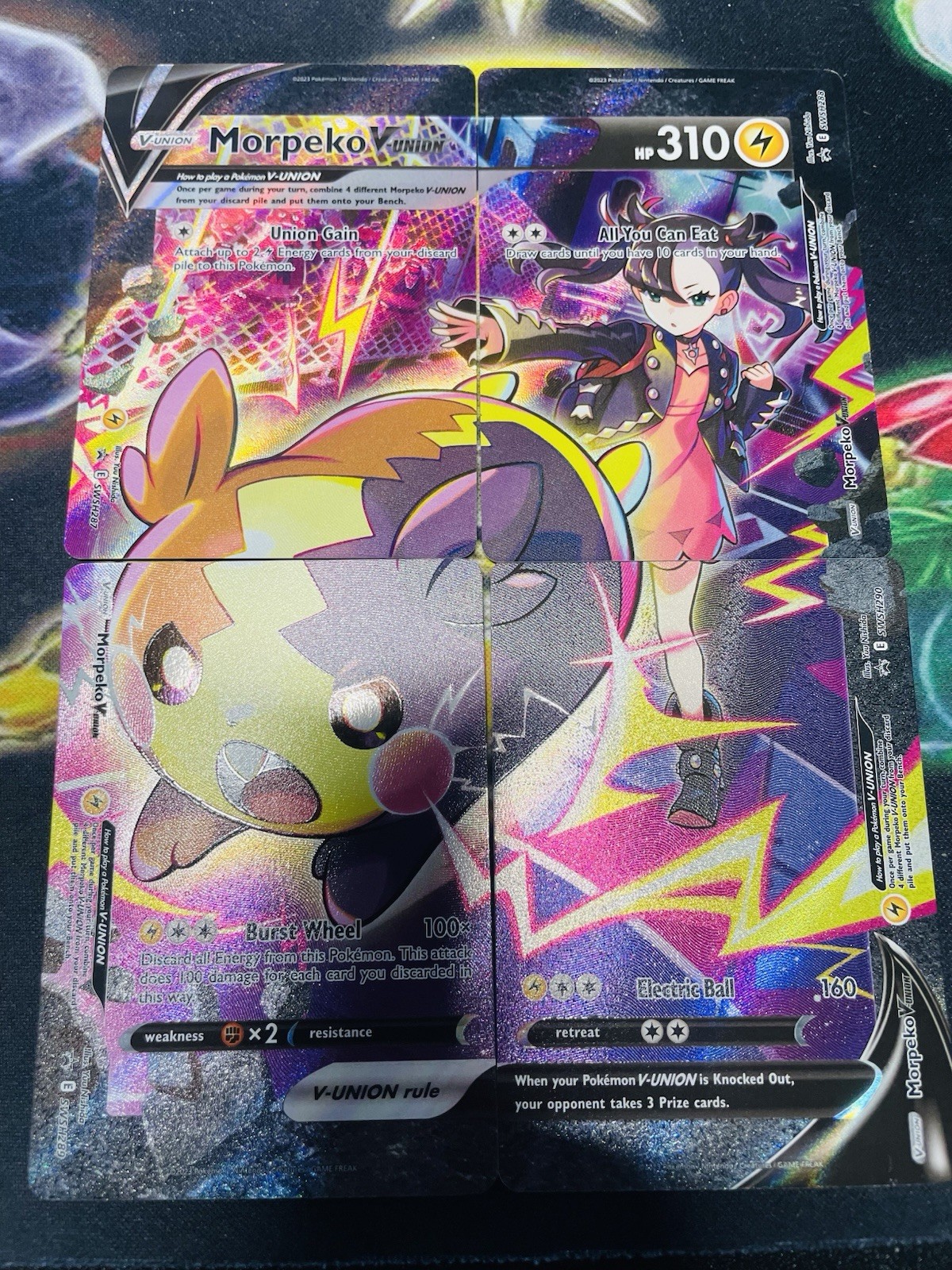 Pokemon Morpeko V-Union SWHS287/288/289/290 Holo Black Star Promo 4 Card Set NM