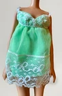 VTG Barbie 3348 Green RARE Variant Nightie PJ Top Lace Nightgown Panties Set