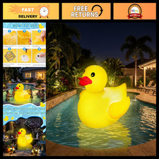 Giant Inflatable Duck Pool Float with LED Lights - Glow in the Dark Summer Decor