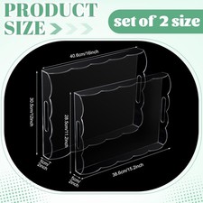 2 Pack 16 x 12 Acrylic Clear Serving Trays with Handles, Scalloped Acrylic De...