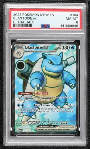 Blastoise ex Ultra Rare Pokemon Scarlet & Violet 151 MEW PSA 8