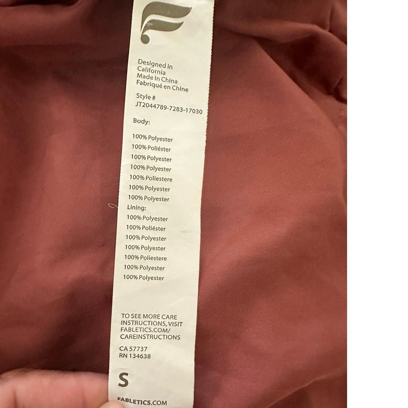 Fabletics Wander Cropped Puffer cherry mocha size… - image 7