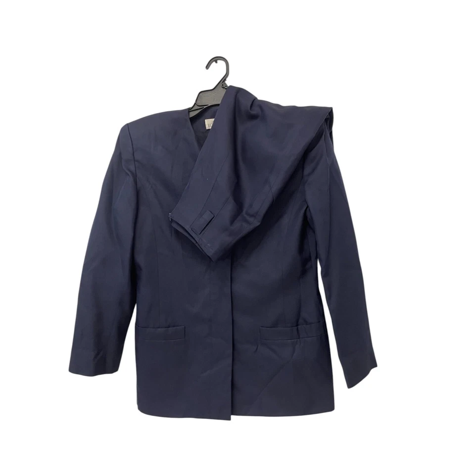 Ellen Tracy Womens Navy Silk Vintage Blazer & Pencil Skirt Suit Set Size 6 - Image 2 of 4
