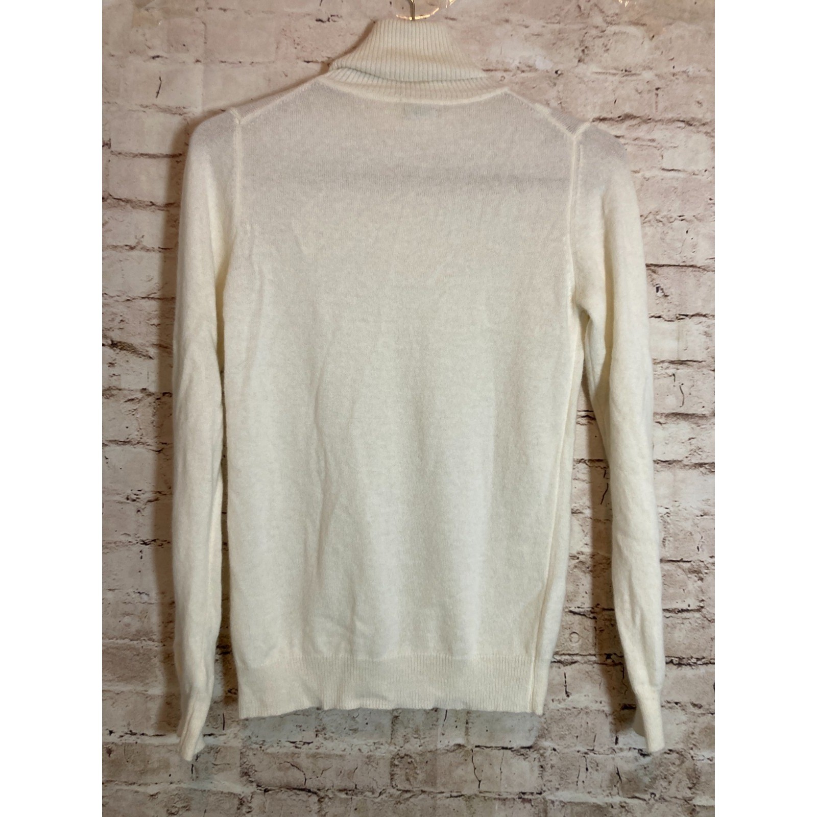 Stile Benetton Sweater Womens Medium Italian Angora Blend Ivory Cream Turtleneck