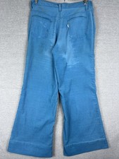 70s Levi  s big e corduroy flared light blue fits 30x28 Bell Bottoms FLAWS 