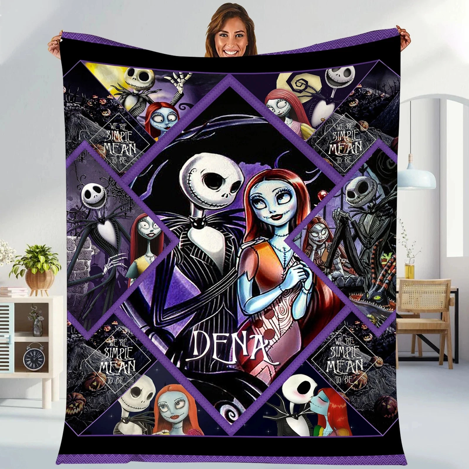 Personalized Jack Skellington Sally Blanket The Nightmare Before Fleece Blanket