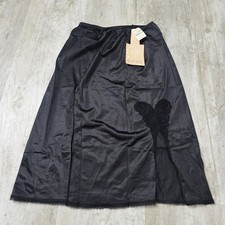 Vintage Body Lites Black Nylon Slip Skirt Butterfly Slit Size Small NWT 