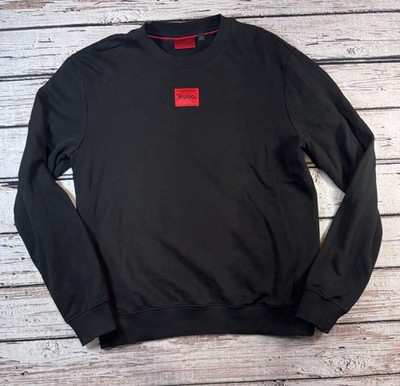 HUGO Boss Dirago Logo Sweatshirt Relaxed Fit Cotton Terry Black Men s Size Small