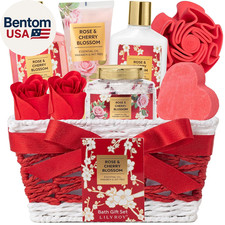 Christmas Gifts for Women - 9 Pcs Rose Bath and Body Gift Basket Set for Women,