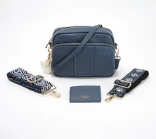 As Is Pom Pom London Original Plus Leather Crossbody Bag w Accessories A700340