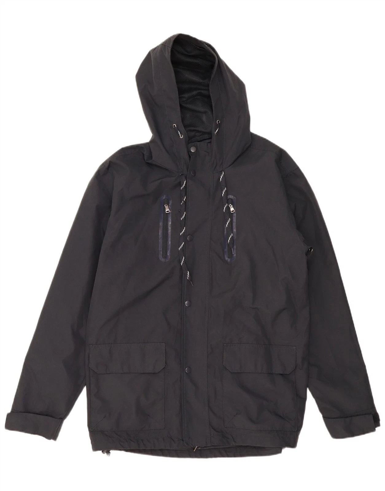 Brugi Mens Hooded Windbreaker Jacket IT 52 XL Navy Blue DC20