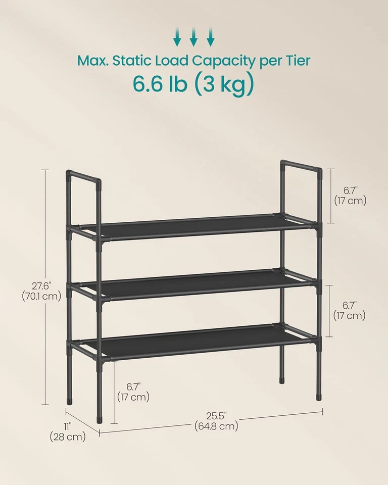 Zapatero de almacenamiento Estantería Unidad Garaje 3 niveles 4 capas Organizador de pie Foto 3 de 4