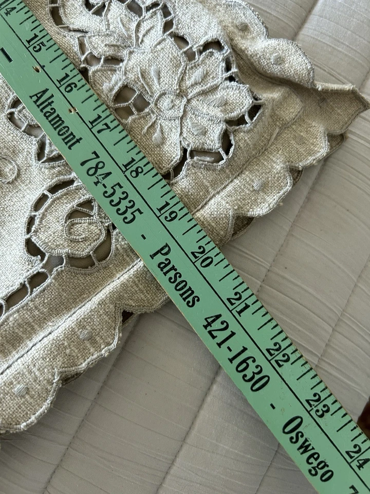 2 fundas de almohada cuadradas de campo francés de lino y algodón bordadas y recortes beige Foto 2 de 4