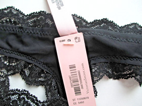 VICTORIA'S SECRET DREAM ANGELS Thong Panty VS Black S M L XL Lace Trim NWT