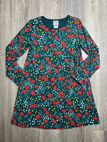 Hannah Anderson Dress Childs sz 5 /110Cm Green long sleeve w/flowers and pockets