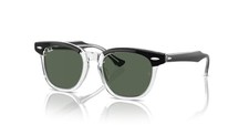 RAY-BAN BOYS RJ9098SF LOW BRIDGE FIT SQUARE - - BLACK ON TRANSPARENT/DARK GREEN