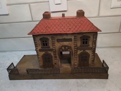 Marklin tin toy train station prewar accessory candle lit display look old!!