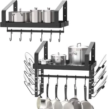 "Hanging Kitchen Organizer Pot Pan Holder Wall Mount Dish Rack Utensil Cookware