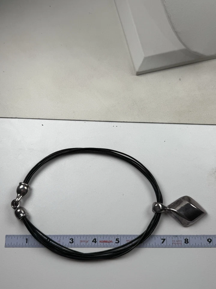 Collar Simmon Sebbag Plata Esterlina Modernista Abstracto 17.5" Multi Cordón Negro Foto 2 de 4