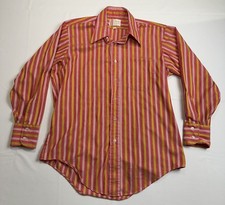 VTG 60s 70s Arrow Shirt Mens 16X32 MET II Sanforized Collar Button Up Striped
