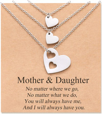 Mother Daughter Necklace Set for 2/3 Mothers Day Gifts for Mom Daughter Matching