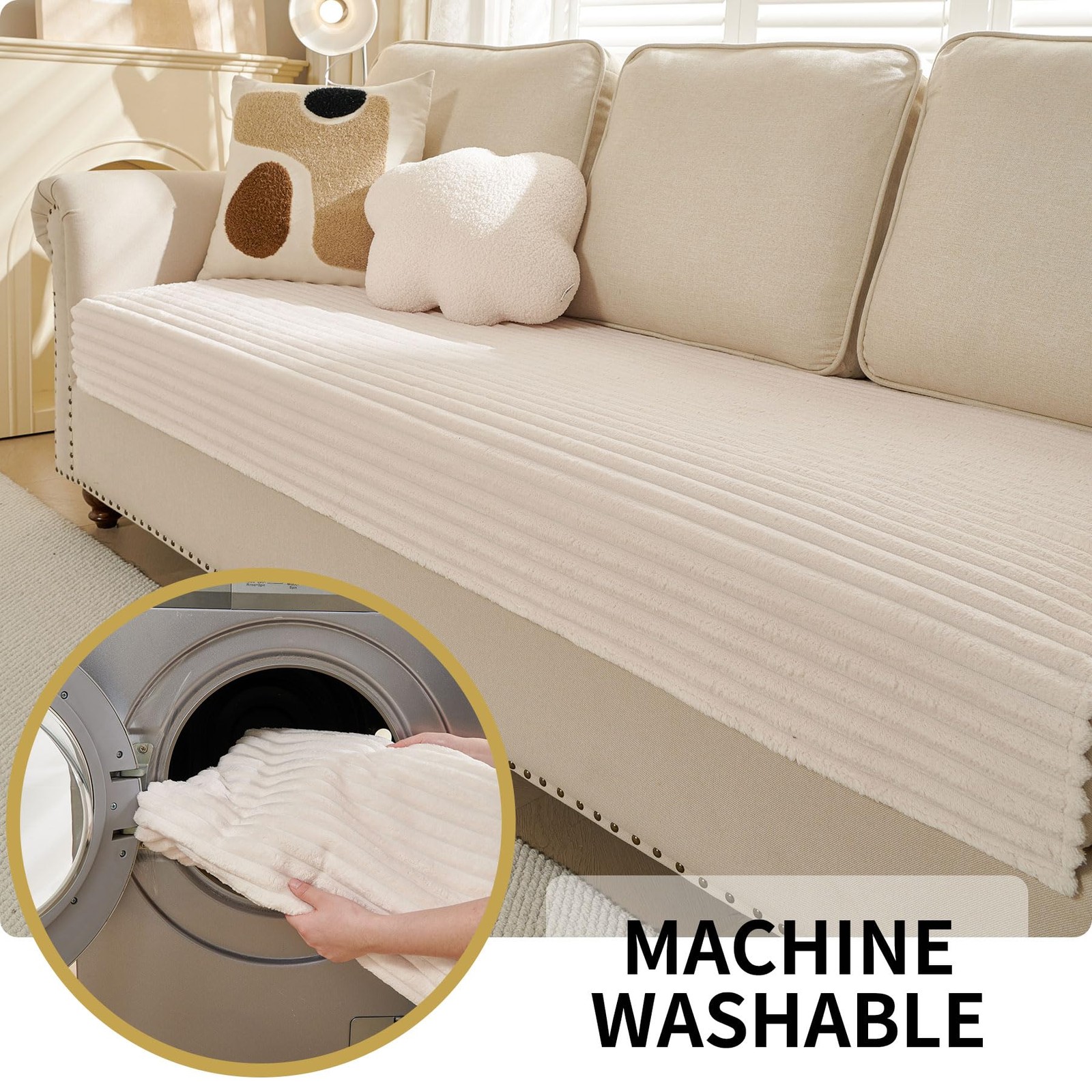 Waterproof Couch Cover for Dogs Washable,Fuzzy Pet Couch Covers for Sofa,Thic... thumbnail 6