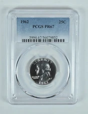 1962 Washington Quarter PR67 PCGS Blue Label